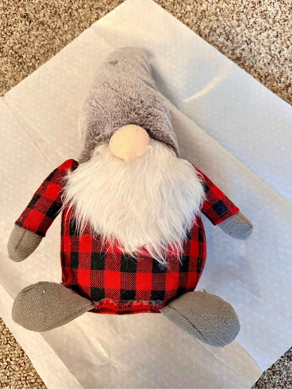 Holiday Gnome Decor in Red & Gray
